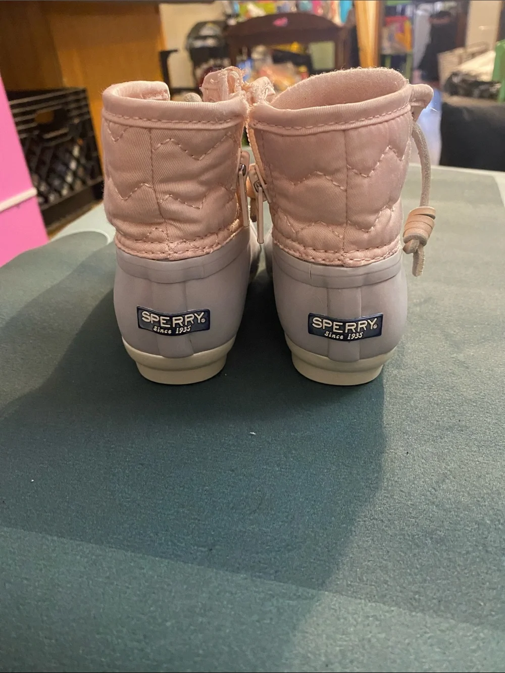 Sperry Kids Pink and Light Gray Duck Boots